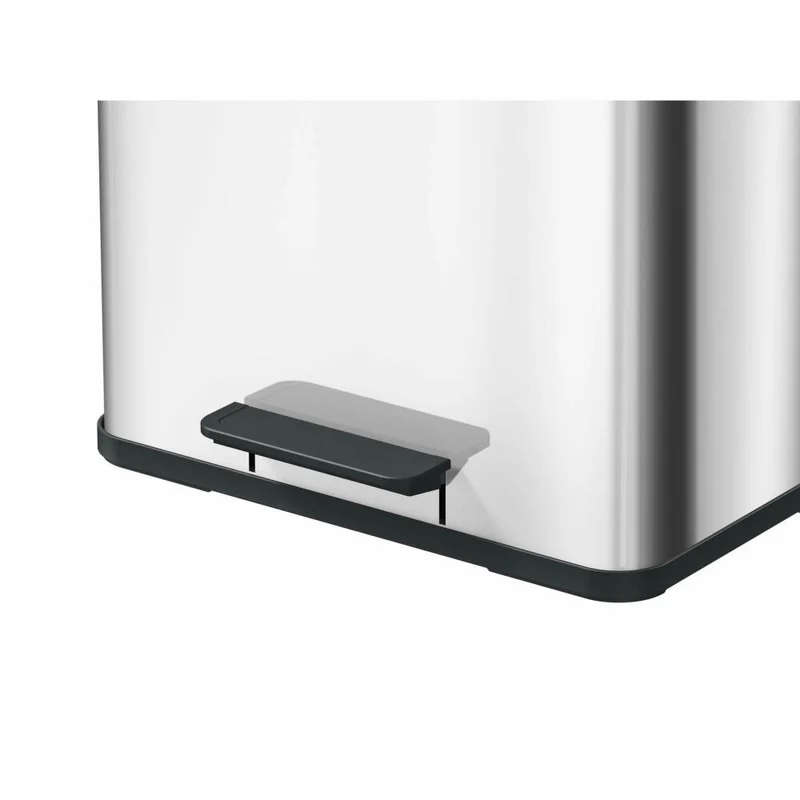 Hailo Mülltrennsystem Öko trio Plus L, Tret-Mülleimer, Abfalltrenner, Abfalleimer, Edelstahl, 3 x 9 L, 0633-200