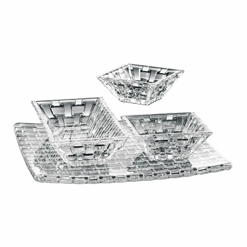 Nachtmann Bossa Nova Servierset, 4-tlg., Servierplatte, Platte, Dipschale, Schalen, Kristallglas, 0097633-0