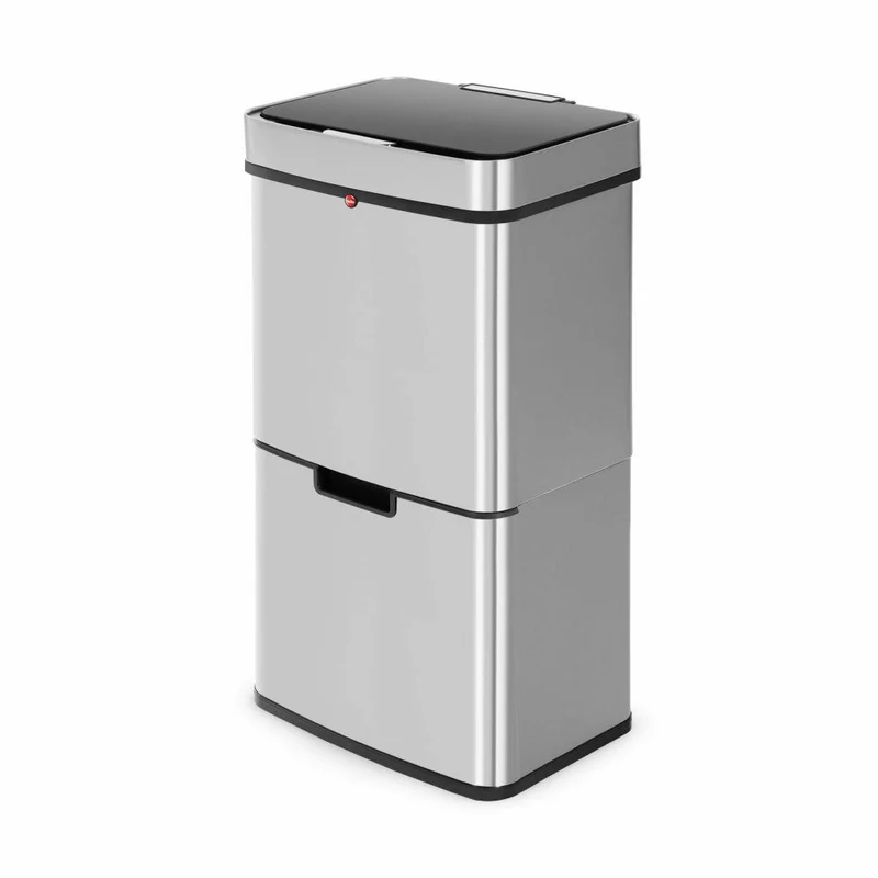 Hailo Mülltrennsystem mit Sensor Öko Vario XL, Tret-Mülleimer, Abfalltrenner, Abfalleimer, Edelstahl, 25 + 25 + 4 L, 0656-001