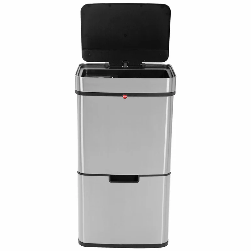Hailo Mülltrennsystem mit Sensor Öko Vario XL, Tret-Mülleimer, Abfalltrenner, Abfalleimer, Edelstahl, 25 + 25 + 4 L, 0656-001