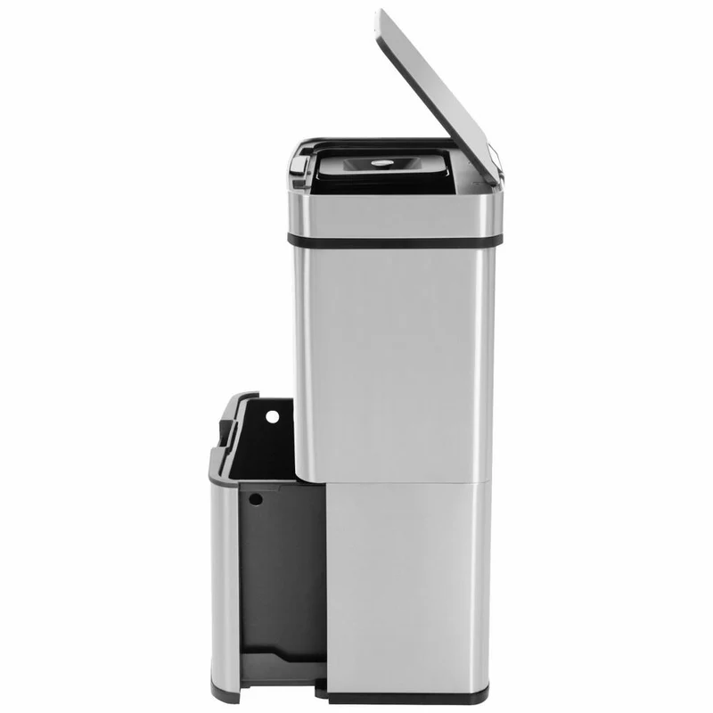 Hailo Mülltrennsystem mit Sensor Öko Vario XL, Tret-Mülleimer, Abfalltrenner, Abfalleimer, Edelstahl, 25 + 25 + 4 L, 0656-001