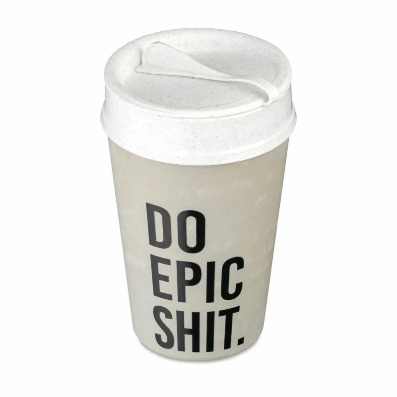 Koziol Thermobecher Iso To Go Epic Shit, Isolierbecher, Biozirkulärer Kunststoff, Concrete Grey, 400 ml, 8280698