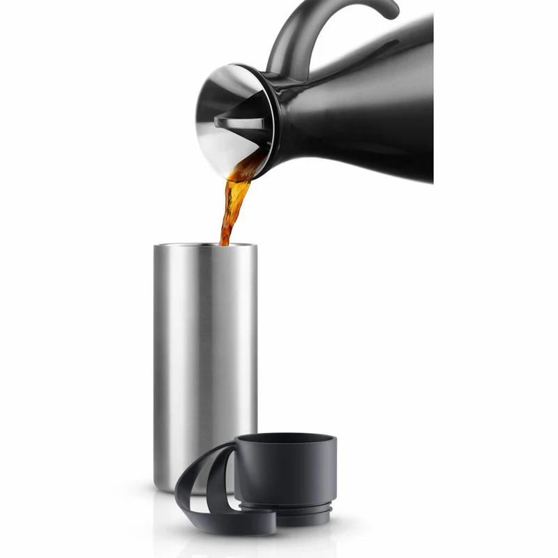 Eva Solo To Go Cup, ToGo Becher, Kaffeebecher, Teebecher, Unterwegs, Edelstahl/ Kunststoff/ Silikon, Schwarz, 0.35 L, 567467