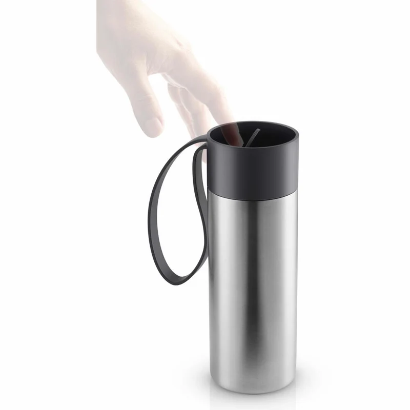 Eva Solo To Go Cup, ToGo Becher, Kaffeebecher, Teebecher, Unterwegs, Edelstahl/ Kunststoff/ Silikon, Schwarz, 0.35 L, 567467