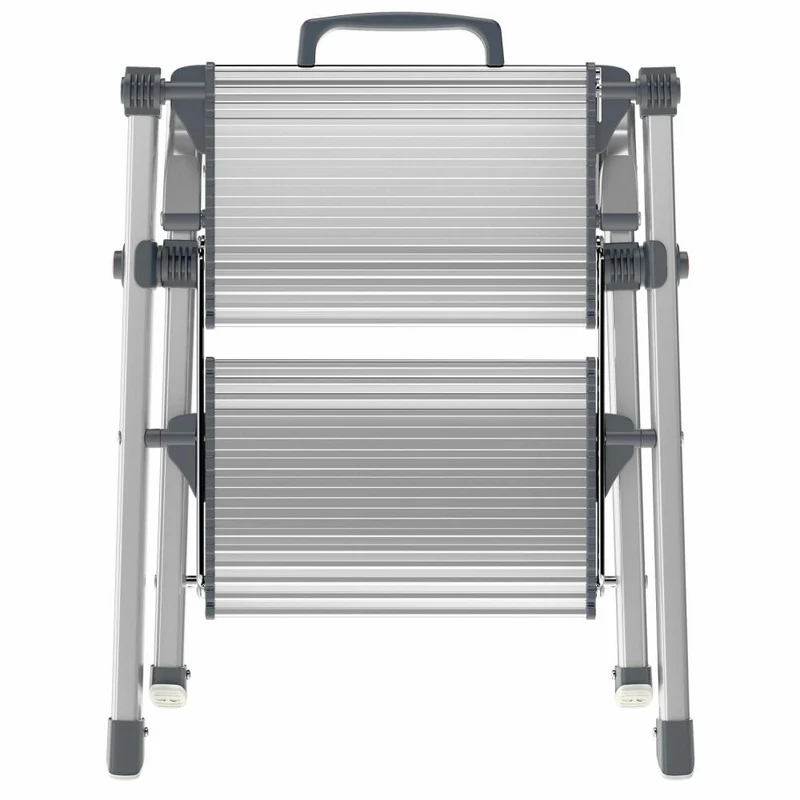 Hailo Komfort-Trittleiter MK80 ComfortLine, Klapptritt, Klappleiter, Aluminium, Silber, 2 Stufen, 4310-100