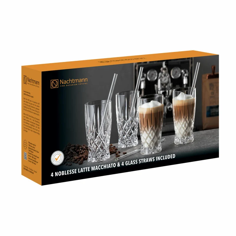 Nachtmann Latte Macchiato Set Noblesse 8-tlg., 4 Gläser + 4 Glastrinkhalme, Kristallglas, 350 ml, 104671