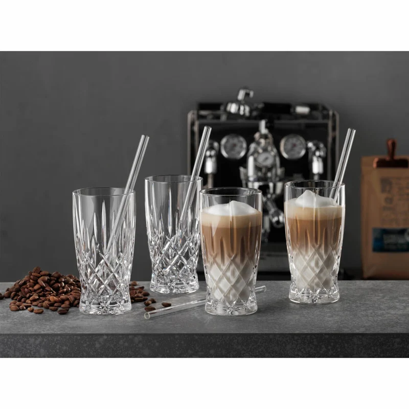 Nachtmann Latte Macchiato Set Noblesse 8-tlg., 4 Gläser + 4 Glastrinkhalme, Kristallglas, 350 ml, 104671