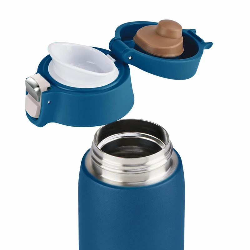 EMSA Travel Mug Light Isolierbecher, Isobecher, Iso Becher, Thermobecher, Edelstahl, Blau, 0.4 L, N21509
