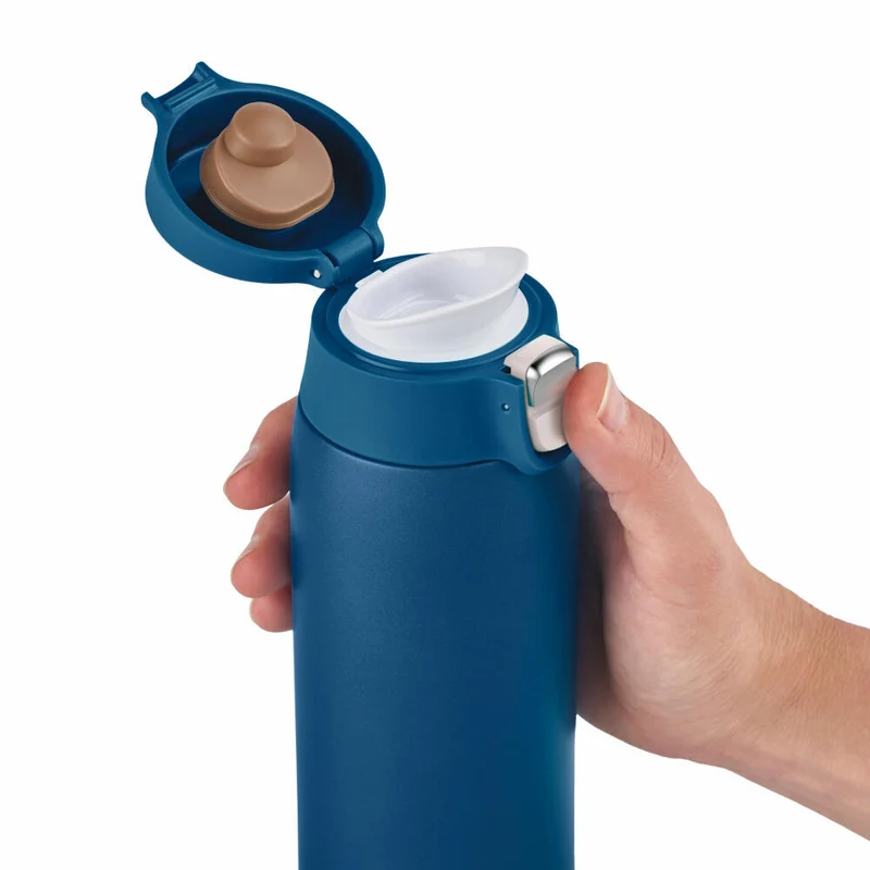 EMSA Travel Mug Light Isolierbecher, Isobecher, Iso Becher, Thermobecher, Edelstahl, Blau, 0.4 L, N21509