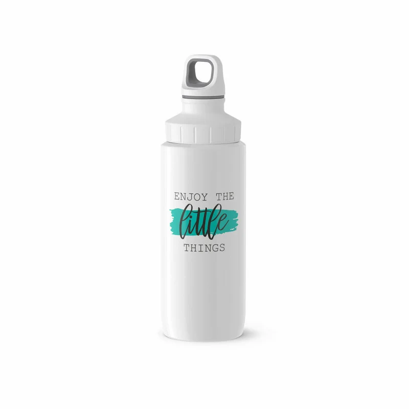 EMSA Drink2Go Trinkflasche, Wasserflasche, Flasche, Edelstahl, Weiß / Little things Dekor, 0.6 L, N30110