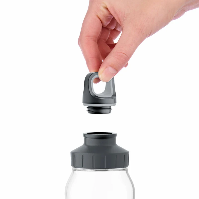 EMSA Drink2Go Glas-Trinkflasche, Wasserflasche, Flasche, Glas / Silikon, Puder-Rosa, 0.7 L, N31005