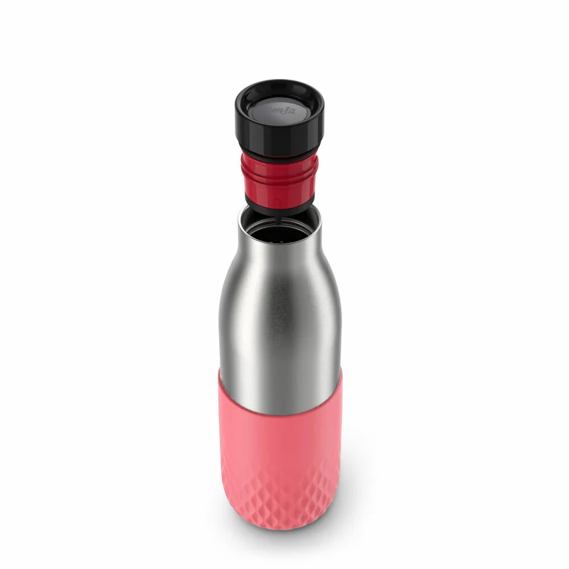 EMSA BLUDROP SLEEVE Trinkflasche, Wasserflasche, Flasche, Edelstahl, Koralle, 0.5 L, N31108