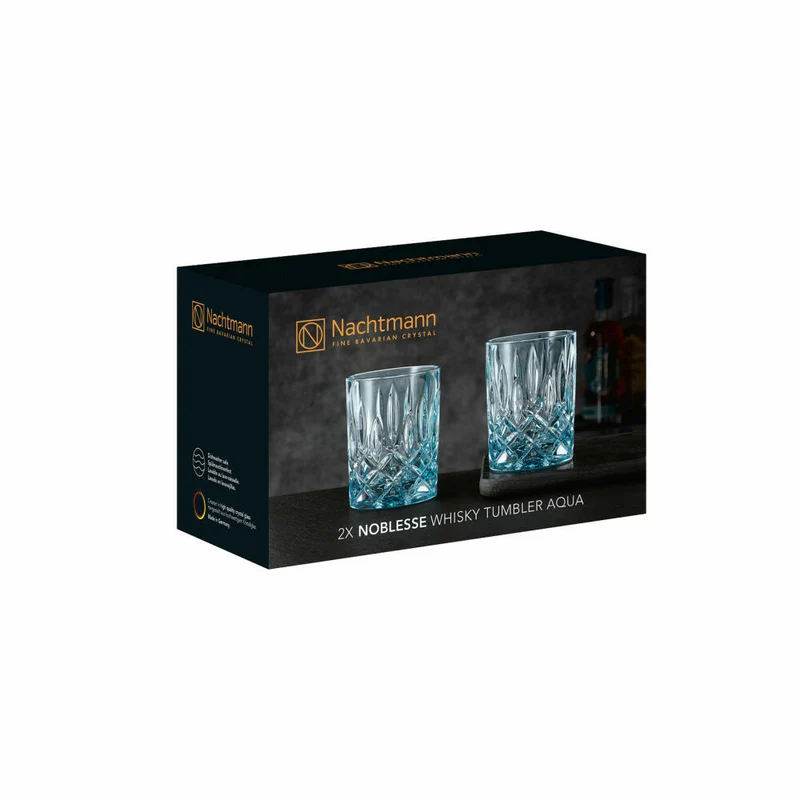 Nachtmann Whiskybecher 2er Set Noblesse, Whisky Tumbler, Kristallglas, Aqua, 295 ml, 104239