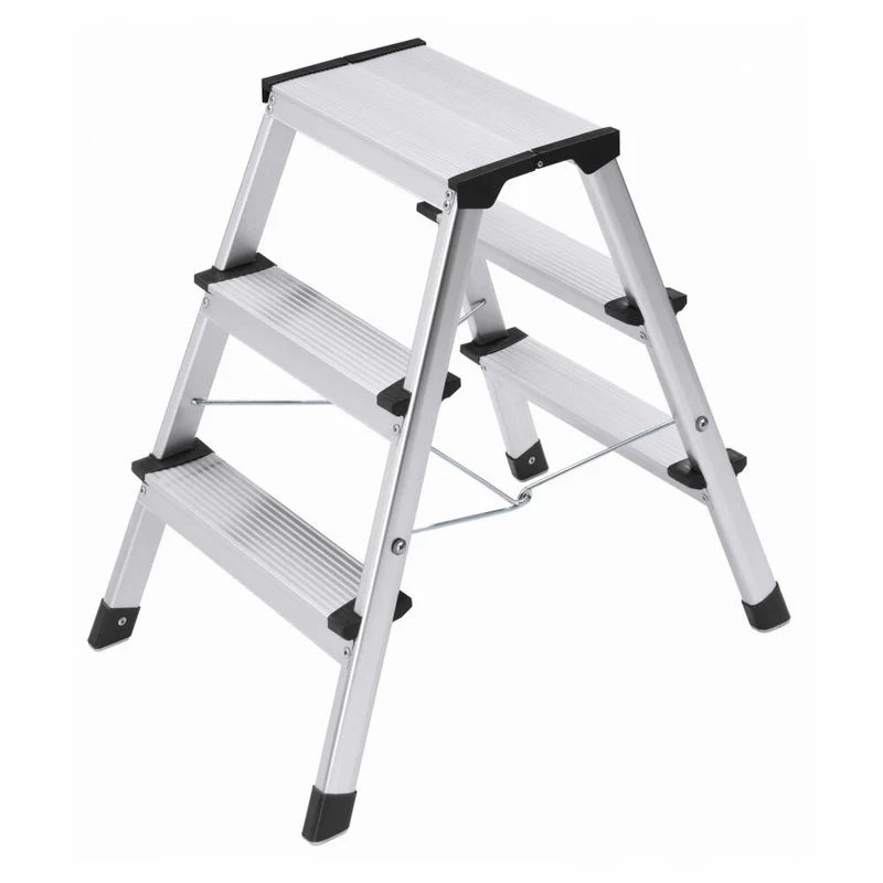 Hailo Trittleiter D60 StandardLine, Klappleiter, Aluminium, Silber, 2 x 3 Stufen, 4443-701