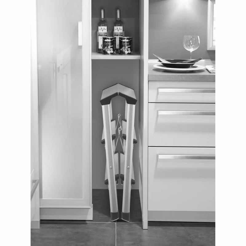 Hailo Trittleiter D60 StandardLine, Klappleiter, Aluminium, Silber, 2 x 3 Stufen, 4443-701