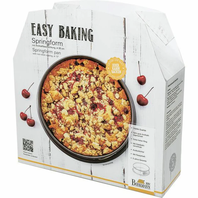 Birkmann Easy Baking Springform mit Einem Boden, Spring Form, Kuchenform, Servierboden, Anithaft, 26 cm, 881020