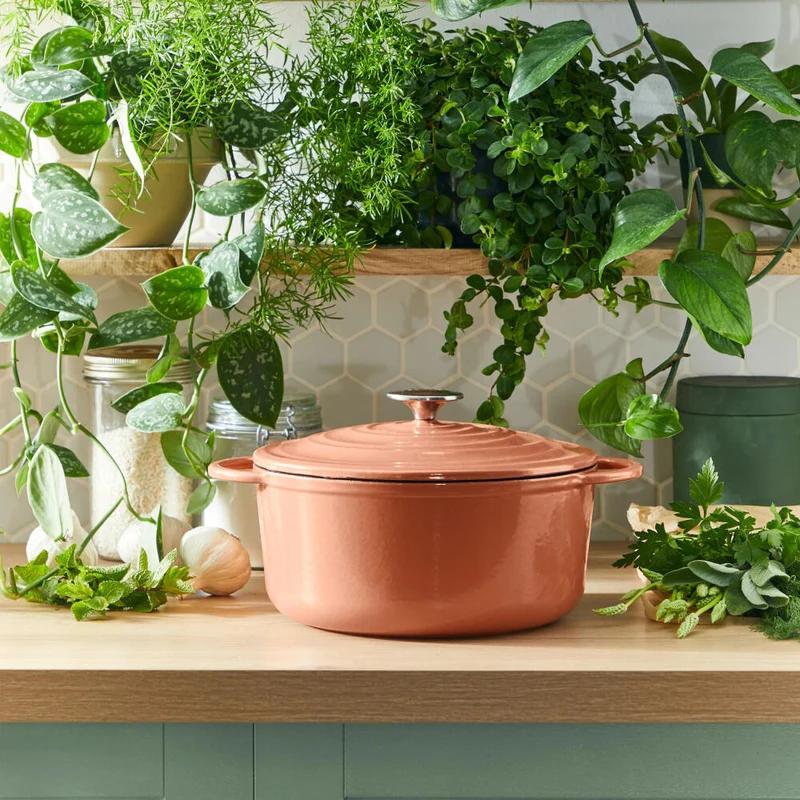 Tefal Lov Ovaler Bräter, Schmortopf, Kochtopf, Induktionsgeeignet, Gusseisen, Terracotta Orange, 34 cm, E26006