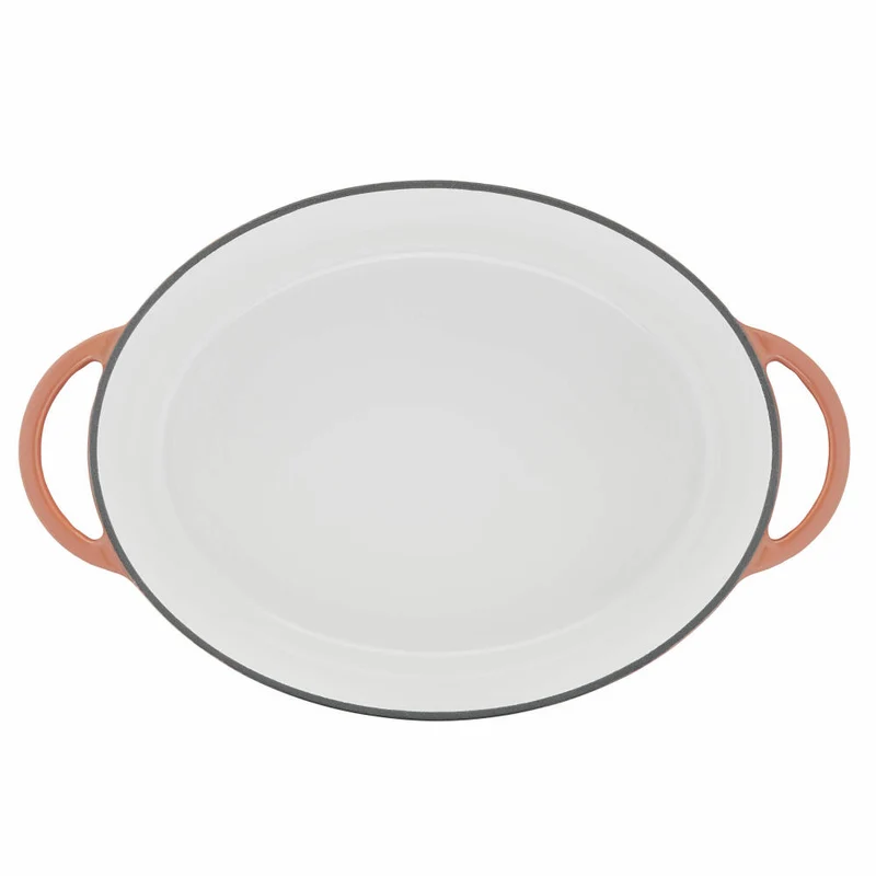 Tefal Lov Ovaler Bräter, Schmortopf, Kochtopf, Induktionsgeeignet, Gusseisen, Terracotta Orange, 34 cm, E26006