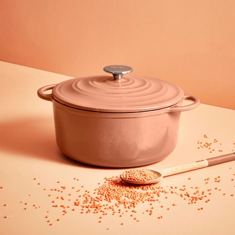 Tefal Lov Ovaler Bräter, Schmortopf, Kochtopf, Induktionsgeeignet, Gusseisen, Terracotta Orange, 34 cm, E26006