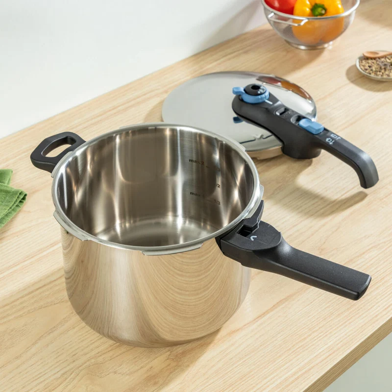 Tefal Secure Trendy Schnellkochtopf, mit Korb, Kochtopf, Topf, induktionsgeeignet, Edelstahl, 8 L, YS22Z11