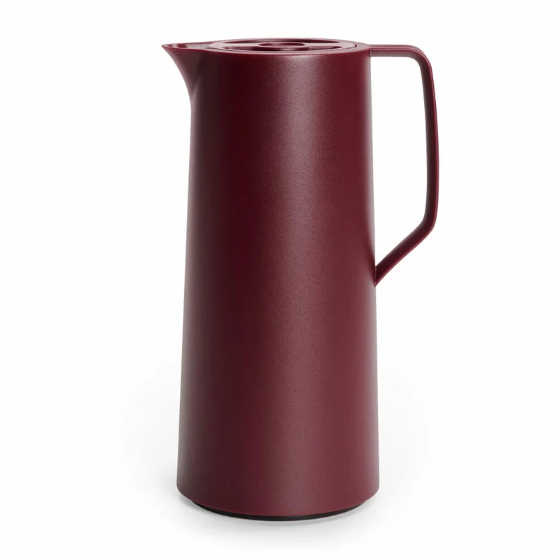 EMSA Motiva Isolierkanne, Isokanne, Kanne, Kaffeekanne, Edelstahl, Glas-Isolierkolben, Weinrot, 1 L, N41702