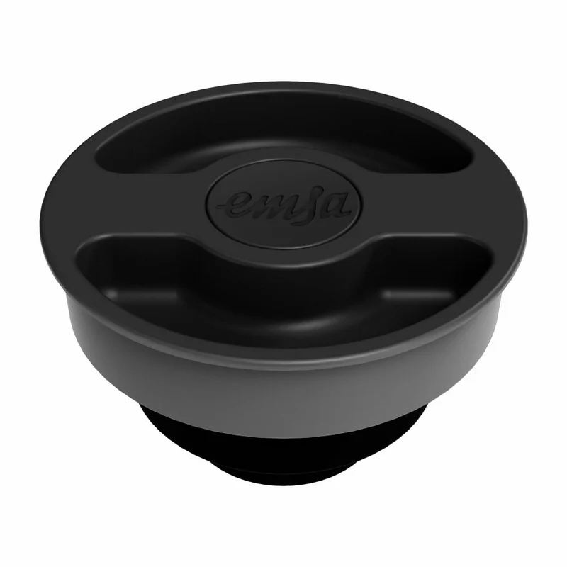 EMSA Motiva Isolierkanne, Isokanne, Kanne, Kaffeekanne, Edelstahl, Glas-Isolierkolben, Schwarz, 1 L, N41707