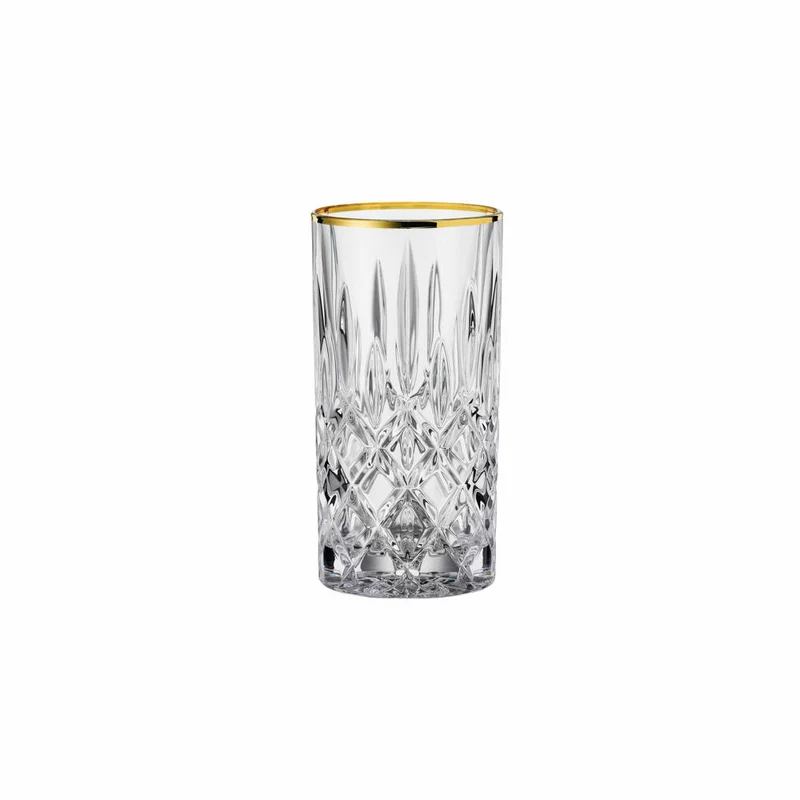 Nachtmann Longdrinkglas 2er Set Noblesse Gold, Cocktailgläser, Kristallglas, Klar / Gold, 395 ml, 104031