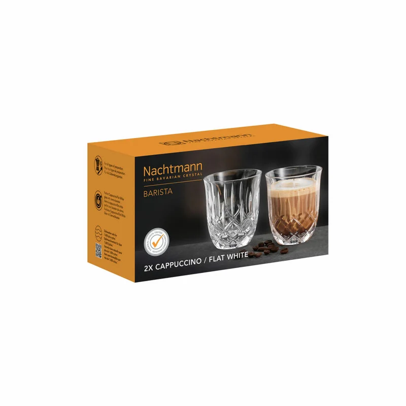 Nachtmann Cappuccino/Flat-White-Gläser 2er Set Noblesse Barista, Kaffeegläser, Kristallglas, Klar, 235 ml, 104897
