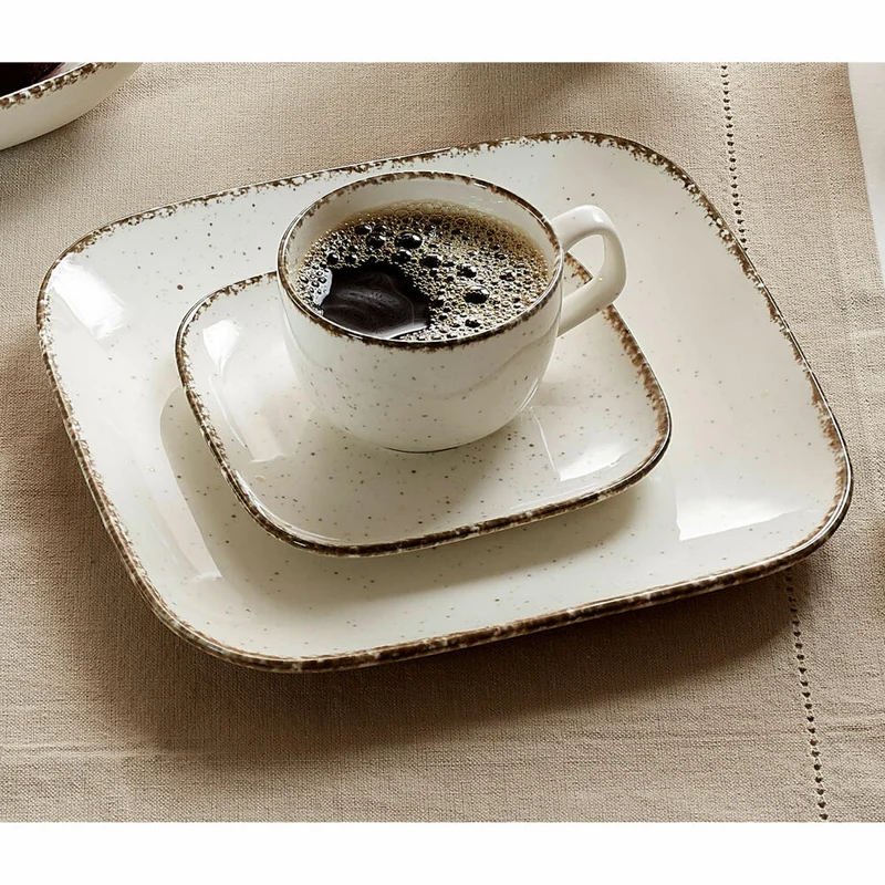 Ritzenhoff & Breker CASA Kaffeeservice 12-tlg., Geschirrset, Service, Quadratisch / Rund, Porzellan, Creme, 83705
