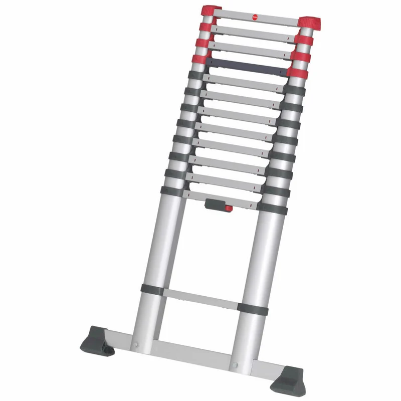 Hailo Sicherheits-Teleskopleiter FlexLine, Ausziehleiter, Leiter, Aluminium, Silber, 13 Sprossen, 7113-131