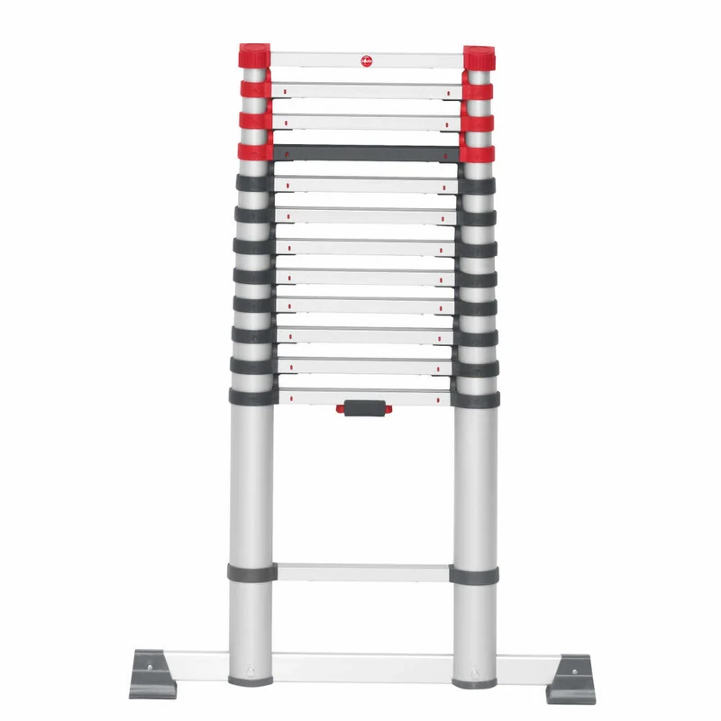 Hailo Sicherheits-Teleskopleiter FlexLine, Ausziehleiter, Leiter, Aluminium, Silber, 13 Sprossen, 7113-131