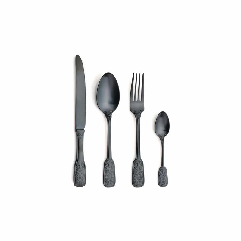 Comas Besteck-Set Versailles Satin Black 24-tlg., Tafelbesteck, Edelstahl 18/10, Schwarz, 8803