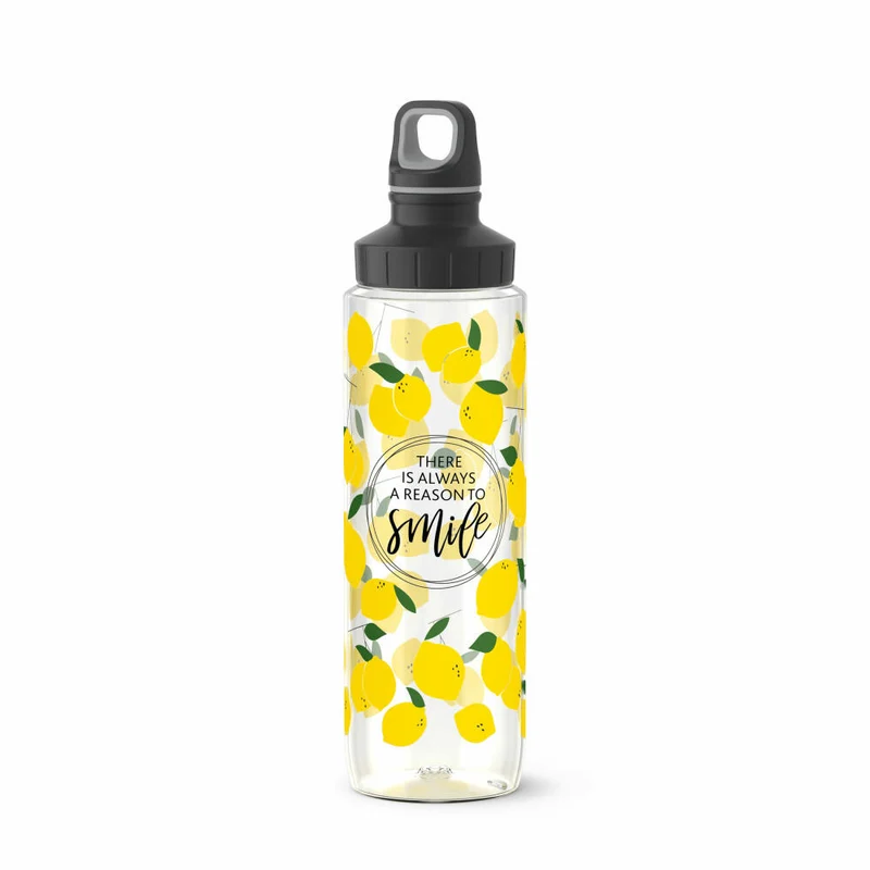 EMSA Drink2Go TRITAN Trinkflasche Smile Zitronen, Wasserflasche, Flasche, 0.7 L, N30313
