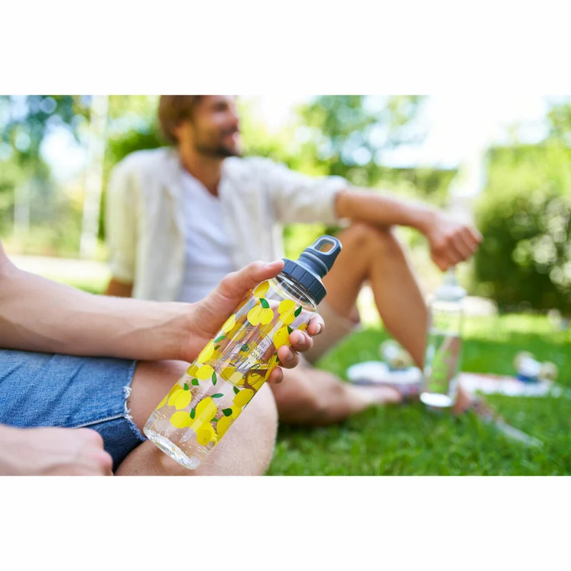 EMSA Drink2Go TRITAN Trinkflasche Smile Zitronen, Wasserflasche, Flasche, 0.7 L, N30313