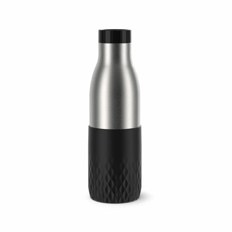 EMSA BLUDROP SLEEVE Trinkflasche, Wasserflasche, Flasche, Edelstahl, Schwarz, 0.5 L, N31105
