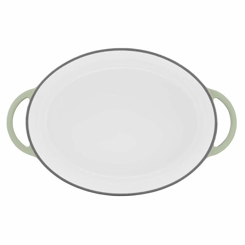 Tefal Lov Ovaler Bräter, Schmortopf, Kochtopf, Induktionsgeeignet, Gusseisen, Hellgrün, 34 cm, E25806