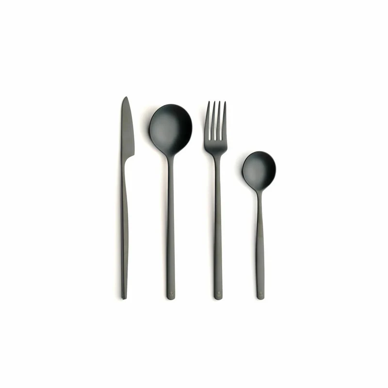 Comas Besteck-Set Atlantida Ice Black 24-tlg., Tafelbesteck, Edelstahl 18/10, Schwarz, 9772