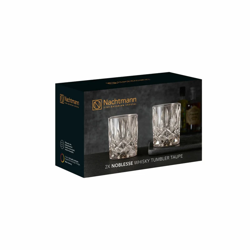 Nachtmann Whiskybecher 2er Set Noblesse, Whisky Tumbler, Kristallglas, Taupe, 295 ml, 104242