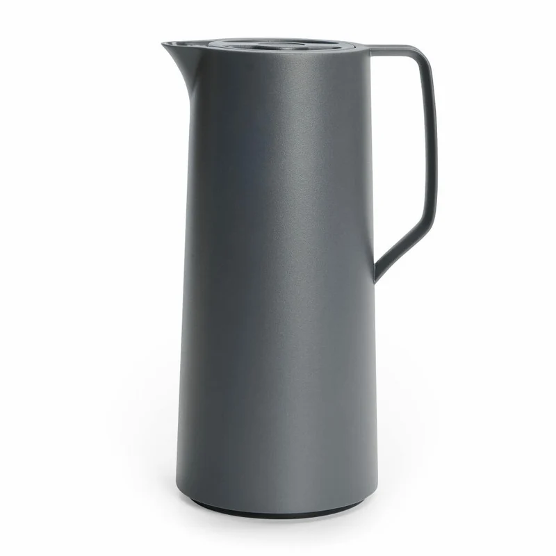 EMSA Motiva Isolierkanne, Isokanne, Kanne, Kaffeekanne, Edelstahl, Glas-Isolierkolben, Grau, 1 L, N41701