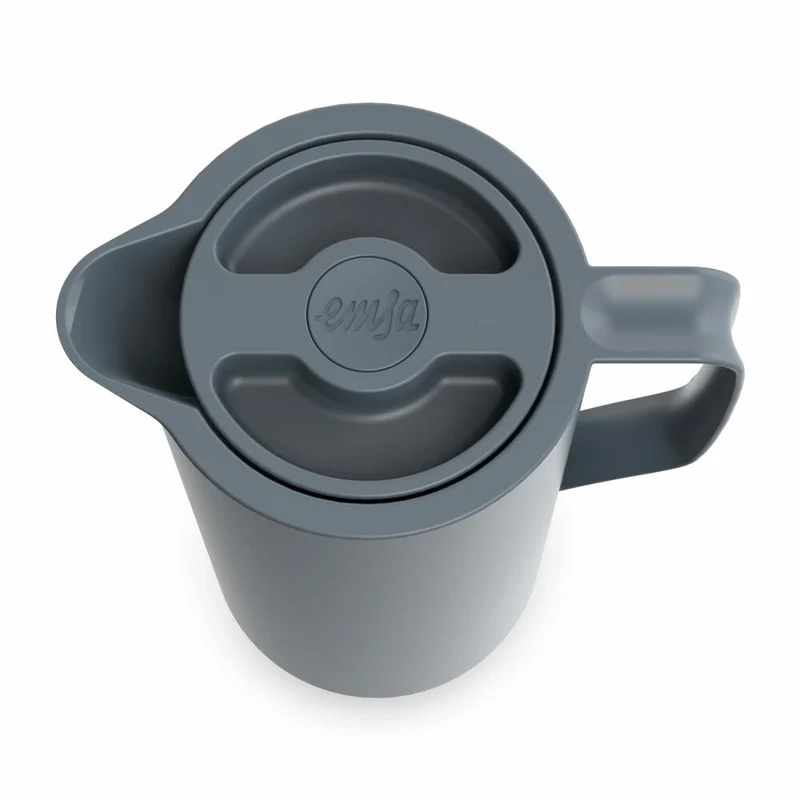 EMSA Motiva Isolierkanne, Isokanne, Kanne, Kaffeekanne, Edelstahl, Glas-Isolierkolben, Grau, 1 L, N41701