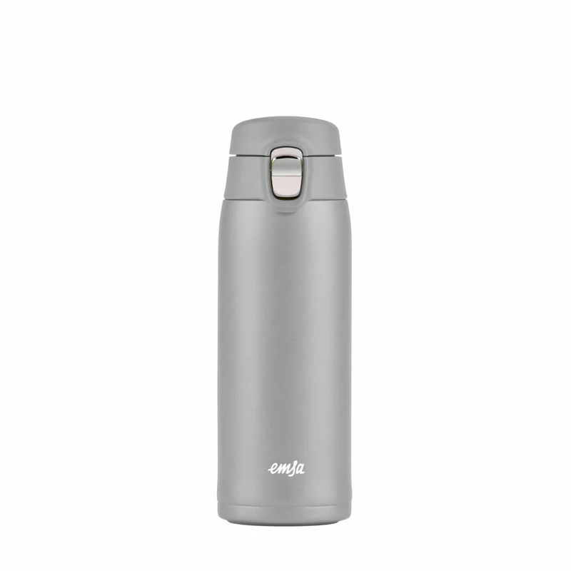 EMSA Travel Mug Light Isolierbecher, Isobecher, Iso Becher, Thermobecher, Edelstahl, Silber, 0.4 L, N21510