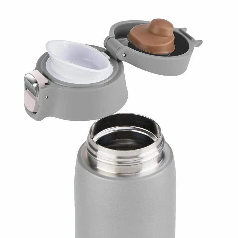 EMSA Travel Mug Light Isolierbecher, Isobecher, Iso Becher, Thermobecher, Edelstahl, Silber, 0.4 L, N21510