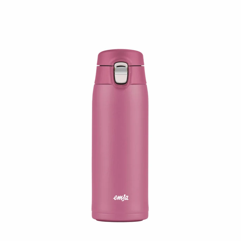EMSA Travel Mug Light Isolierbecher, Isobecher, Iso Becher, Thermobecher, Edelstahl, Rosa, 0.4 L, N21511