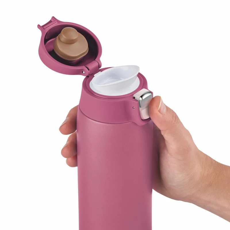 EMSA Travel Mug Light Isolierbecher, Isobecher, Iso Becher, Thermobecher, Edelstahl, Rosa, 0.4 L, N21511
