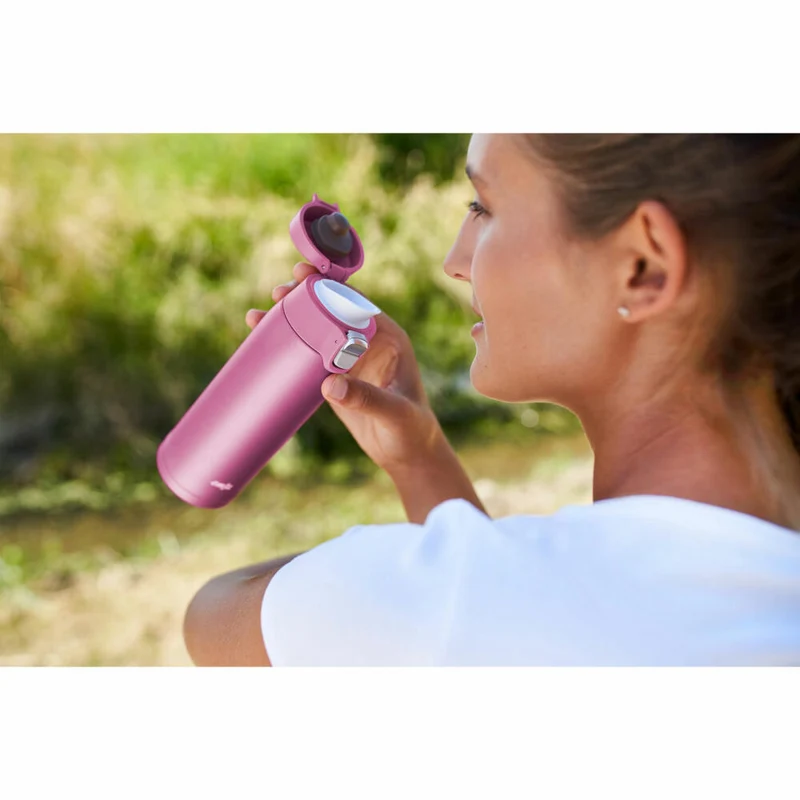 EMSA Travel Mug Light Isolierbecher, Isobecher, Iso Becher, Thermobecher, Edelstahl, Rosa, 0.4 L, N21511
