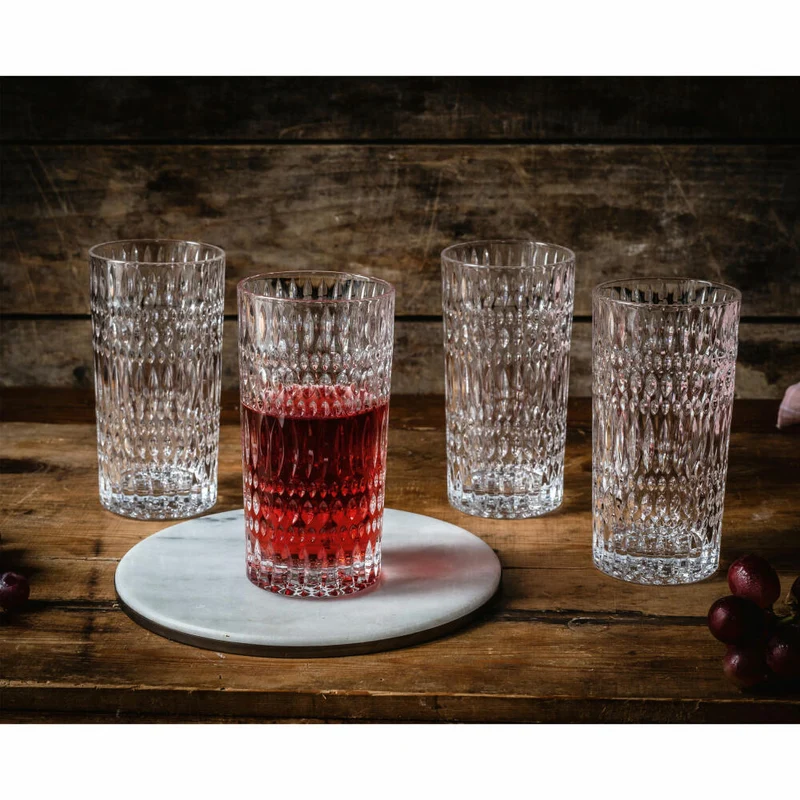 Nachtmann Longdrinkglas 4er Set Ethno, Cocktailgläser, Kristallglas, Klar, 422 ml, 104250