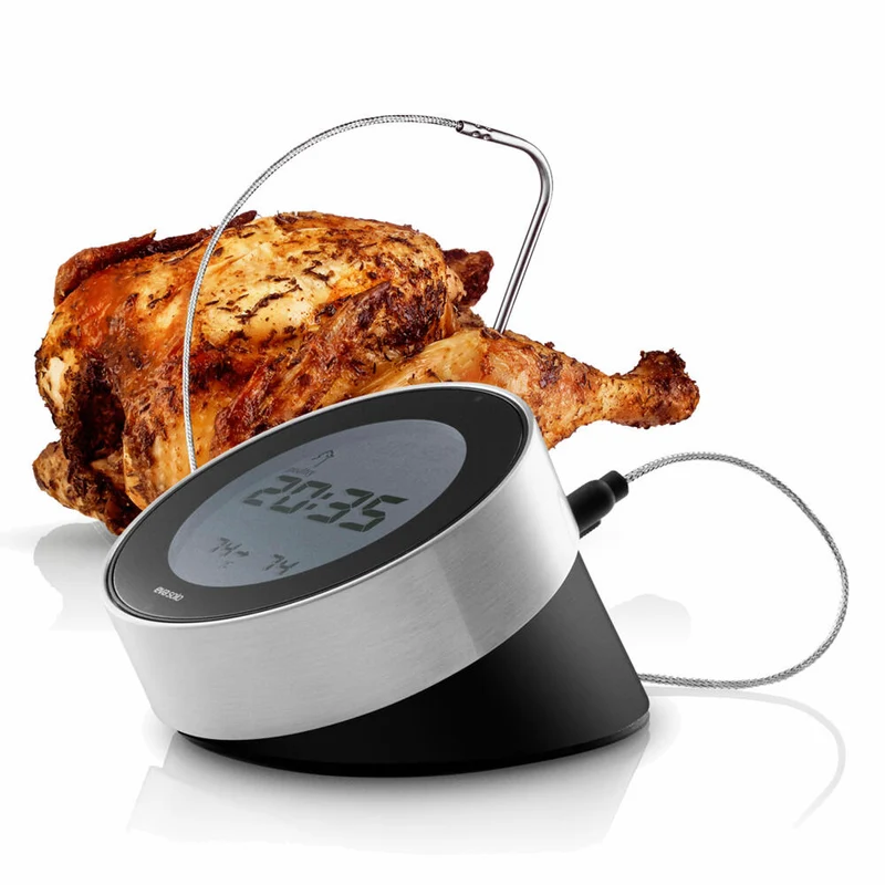 Eva Solo Cook 'N Time Bratenthermometer, Fleischthermometer, Küchenthermometer, Aluminium/Silikon/Edelstahl, Schwarz, Ø 9.5 cm, 567763