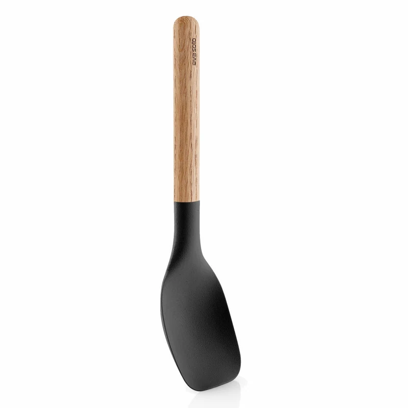 Eva Solo Nordic kitchen Servierlöffel, Vorlegelöffel, Gemüselöffel, Eichenholz/Silikon, Schwarz, Klein, 530458