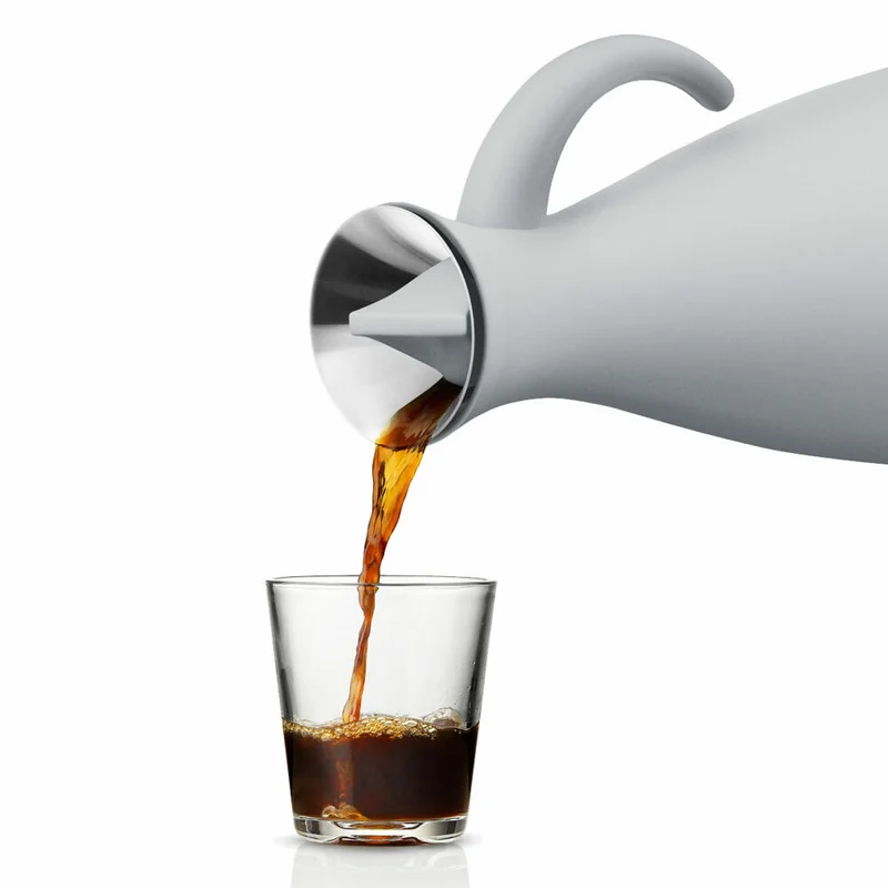 Eva Solo Isolierkanne, Kaffeekanne, Thermokanne, Teekanne, Glas/Kunststoff/Edelstahl, Marmor Grau, 1 L, 502800