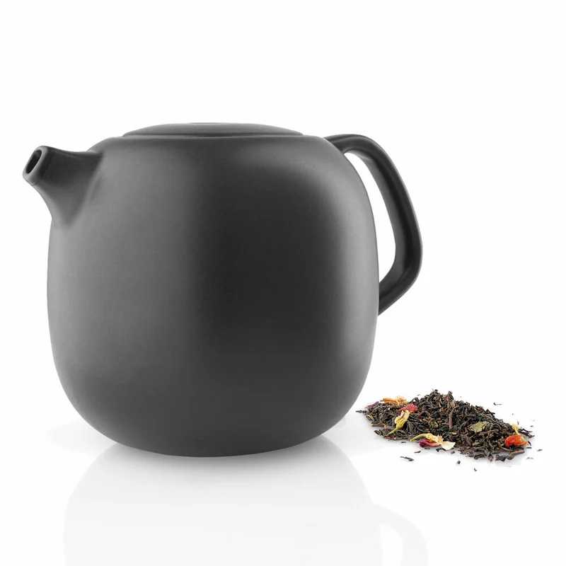 Eva Solo Nordic kitchen Teekanne, Teebereiter, Kanne, Genießen, Küche, Feinsteinzeug/Silikon, Schwarz, 1 L, 502755